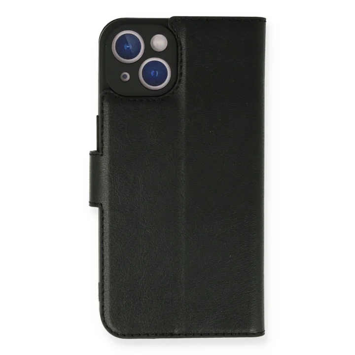 Mey İthalat®  iPhone 14 Kılıf Trend S Plus Kapaklı Kılıf - Siyah