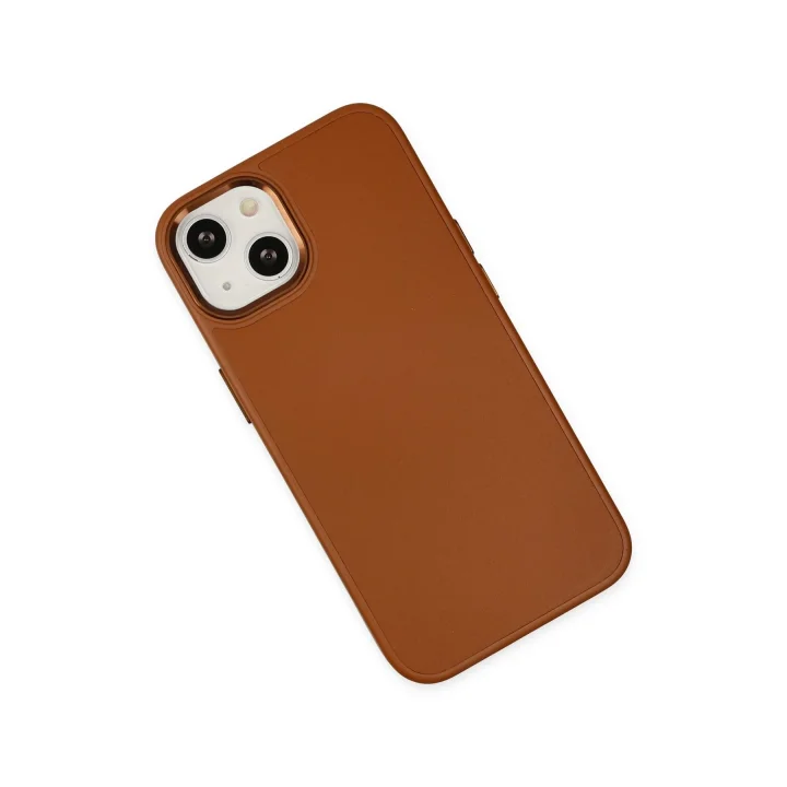 Mey İthalat®  iPhone 14 Plus Kılıf Asya Deri Silikon - Kahverengi