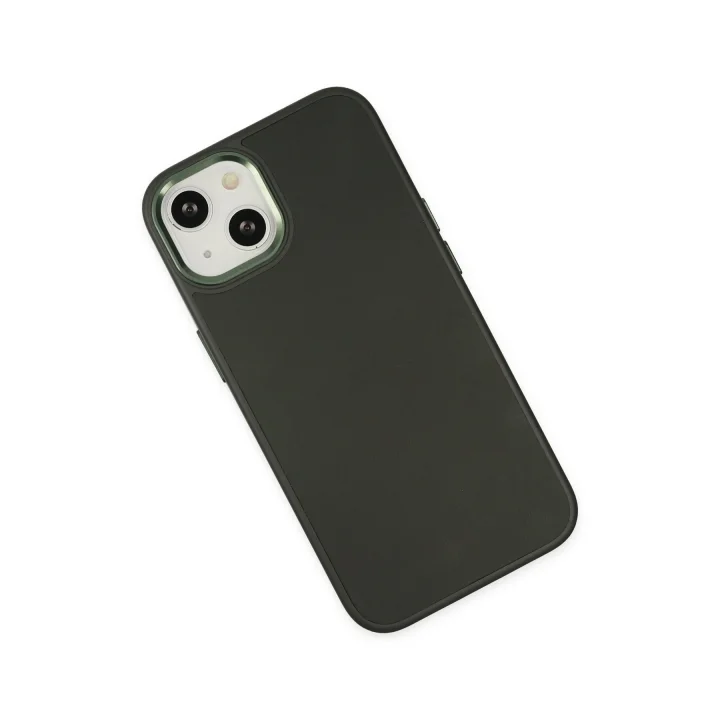 Mey İthalat®  iPhone 14 Plus Kılıf Asya Deri Silikon - Koyu Yeşil