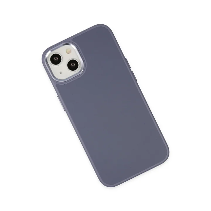 Mey İthalat®  iPhone 14 Plus Kılıf Asya Deri Silikon - Mor