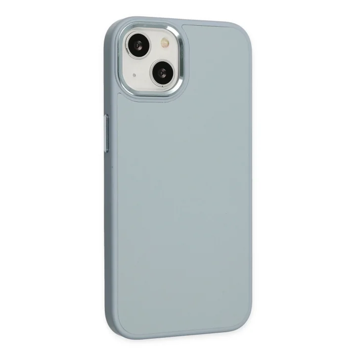 Mey İthalat®  iPhone 14 Plus Kılıf Asya Deri Silikon - Sierra Blue
