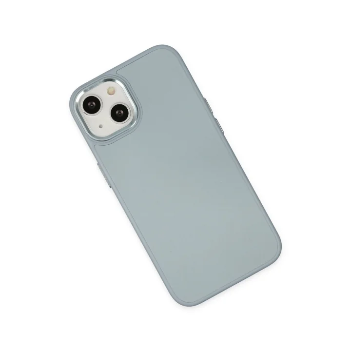 Mey İthalat®  iPhone 14 Plus Kılıf Asya Deri Silikon - Sierra Blue