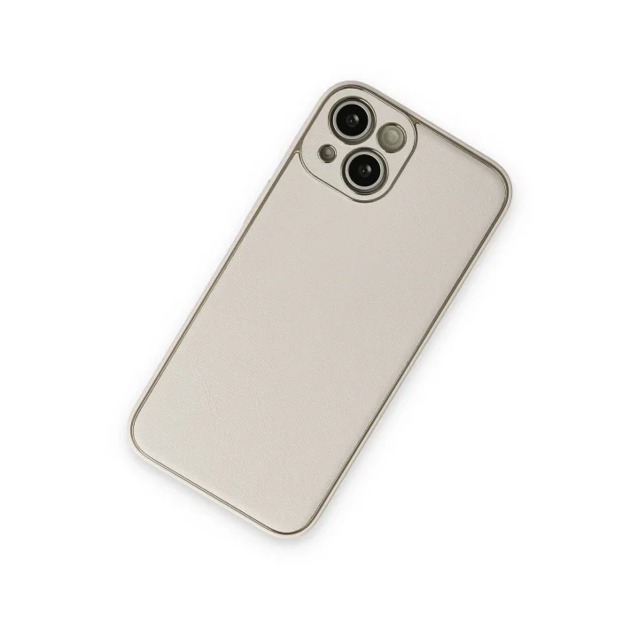 Mey İthalat®  iPhone 14 Plus Kılıf Coco Deri Silikon Kapak - Beyaz