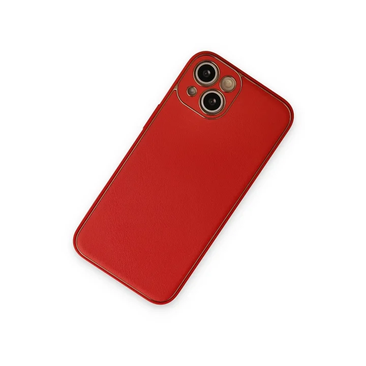 Mey İthalat®  iPhone 14 Plus Kılıf Coco Deri Silikon Kapak - Kırmızı