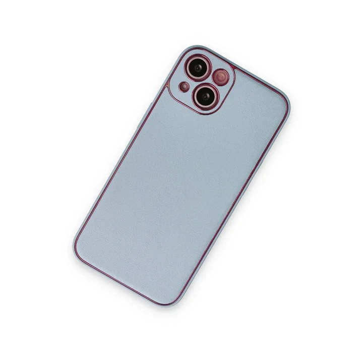 Mey İthalat®  iPhone 14 Plus Kılıf Coco Deri Silikon Kapak - Sky Blue