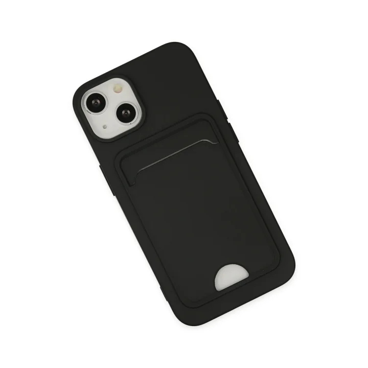Mey İthalat®  iPhone 14 Plus Kılıf Kelvin Kartvizitli Silikon - Siyah