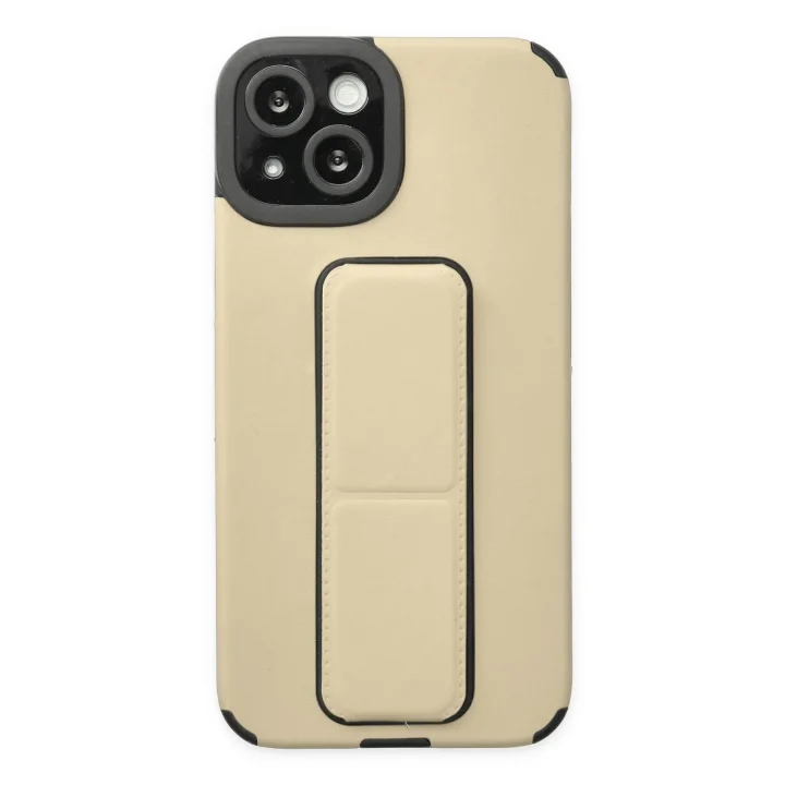 Mey İthalat®  iPhone 14 Plus Kılıf Mega Standlı Silikon - Gold
