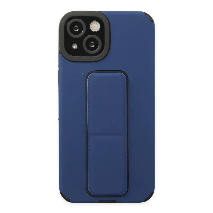 Mey İthalat®  iPhone 14 Plus Kılıf Mega Standlı Silikon - Mavi