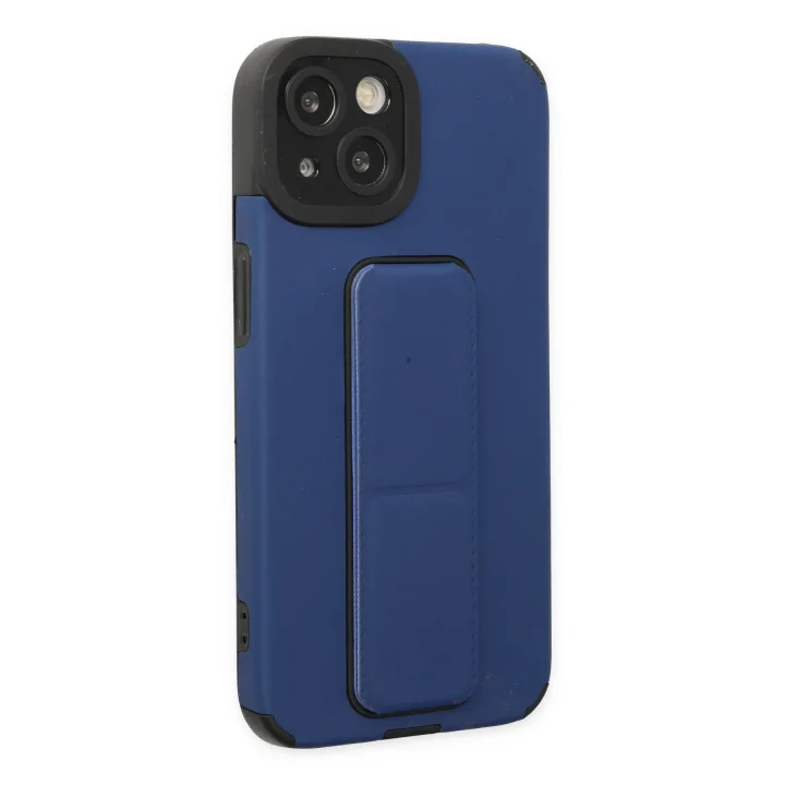 Mey İthalat®  iPhone 14 Plus Kılıf Mega Standlı Silikon - Mavi