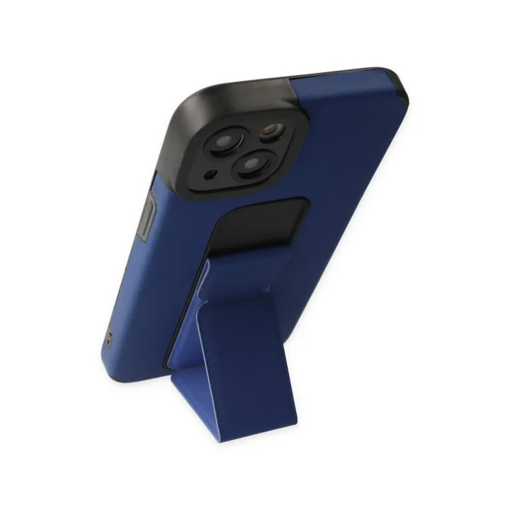 Mey İthalat®  iPhone 14 Plus Kılıf Mega Standlı Silikon - Mavi