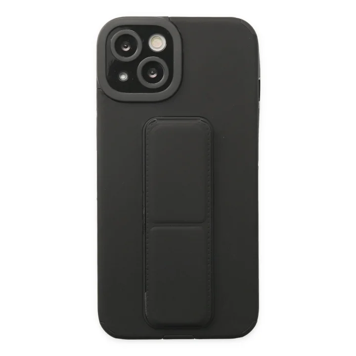 Mey İthalat®  iPhone 14 Plus Kılıf Mega Standlı Silikon - Siyah