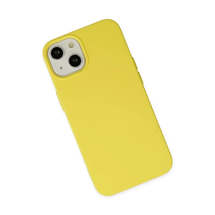 Mey İthalat®  iPhone 14 Plus Kılıf Nano içi Kadife Silikon - Sarı