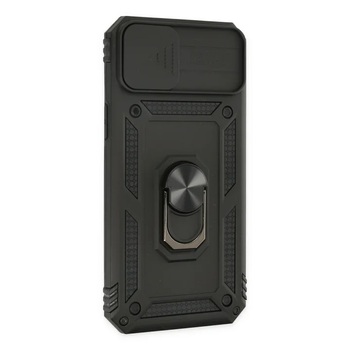 Mey İthalat®  iPhone 14 Plus Kılıf Pars Lens Yüzüklü Silikon - Siyah