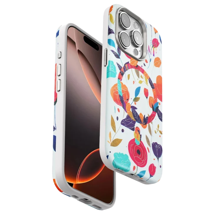 Mey İthalat®  iPhone 14 Pro Flower Series Magsafe Kapak - Beyaz