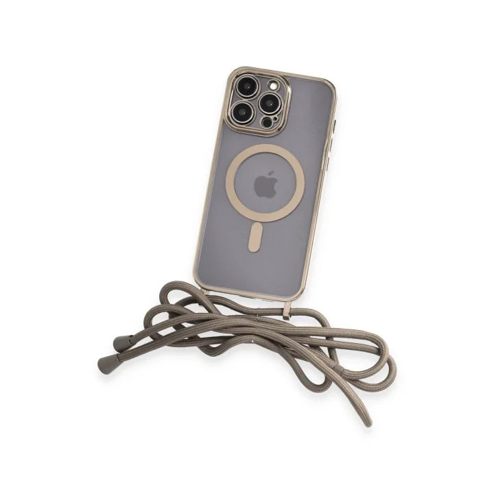 Mey İthalat®  iPhone 14 Pro Kılıf Divo Lazer Askılı Magsafe Kapak - Gold