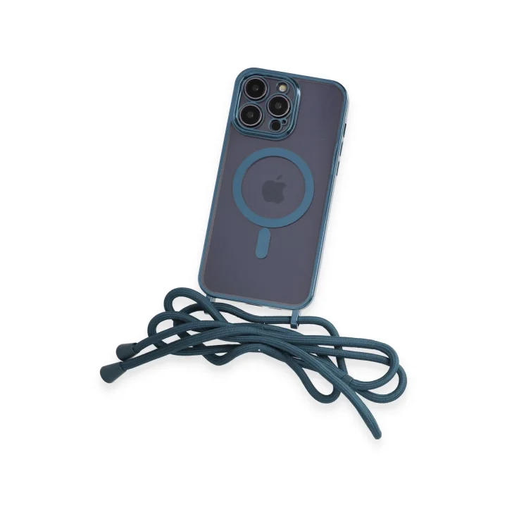 Mey İthalat®  iPhone 14 Pro Kılıf Divo Lazer Askılı Magsafe Kapak - Sierra Blue