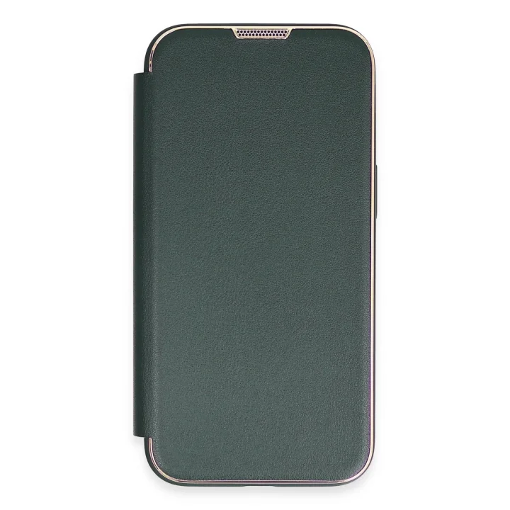 Mey İthalat®  iPhone 14 Pro Kılıf Dolpin Kapaklı - Koyu Yeşil