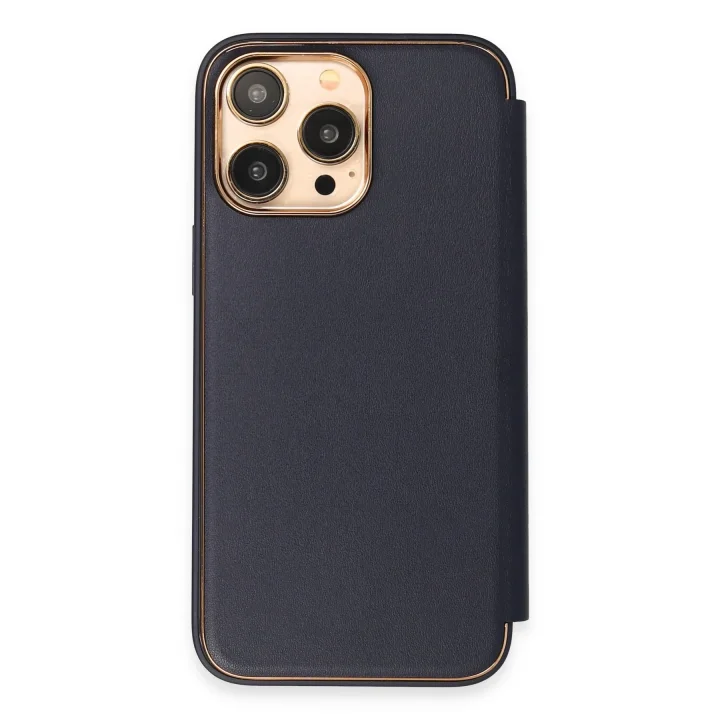 Mey İthalat®  iPhone 14 Pro Kılıf Dolpin Kapaklı - Lacivert