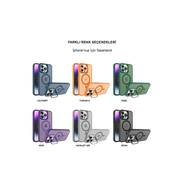 Mey İthalat®  iPhone 14 Pro Kılıf Flet Lens Magsafe Kapak - Siyah