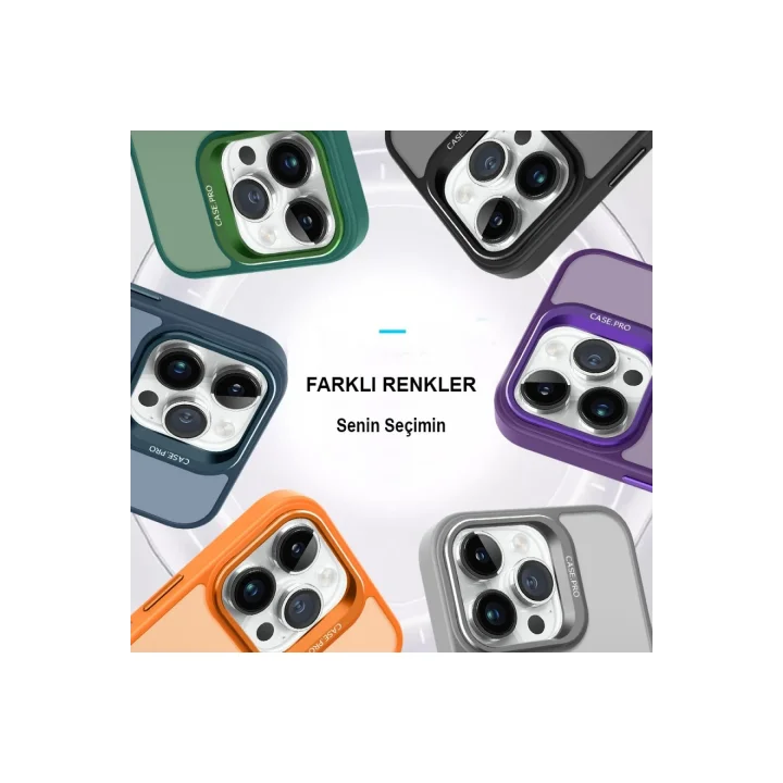 Mey İthalat®  iPhone 14 Pro Kılıf Flet Lens Magsafe Kapak - Turuncu