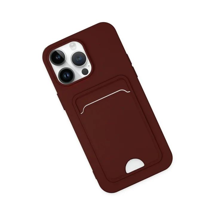 Mey İthalat®  iPhone 14 Pro Kılıf Kelvin Kartvizitli Silikon - Bordo