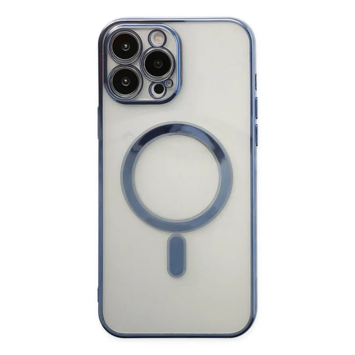 Mey İthalat®  iPhone 14 Pro Kılıf Magneticsafe Lazer Silikon - Sierra Blue
