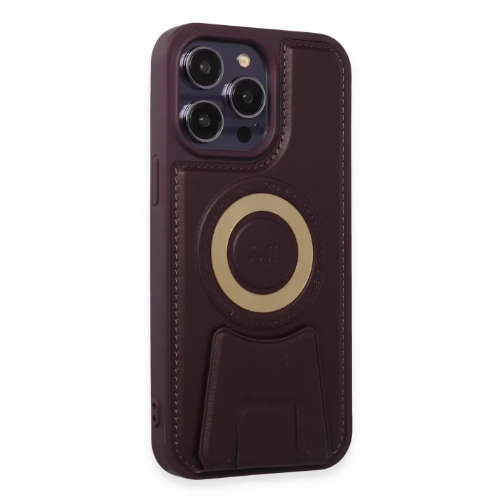 Mey İthalat®  iPhone 14 Pro Kılıf Merkür Magneticsafe Standlı Kapak - Derin Mor