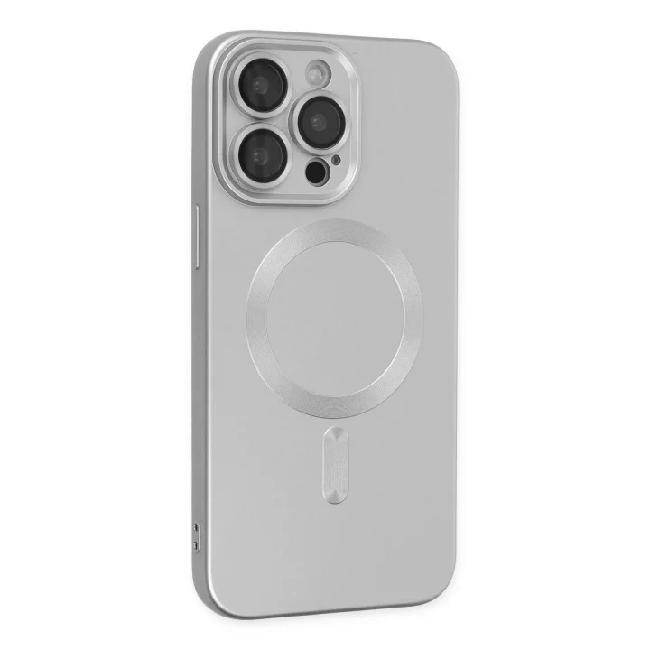 Mey İthalat®  iPhone 14 Pro Kılıf Moshi Lens Magneticsafe Silikon - Gümüş