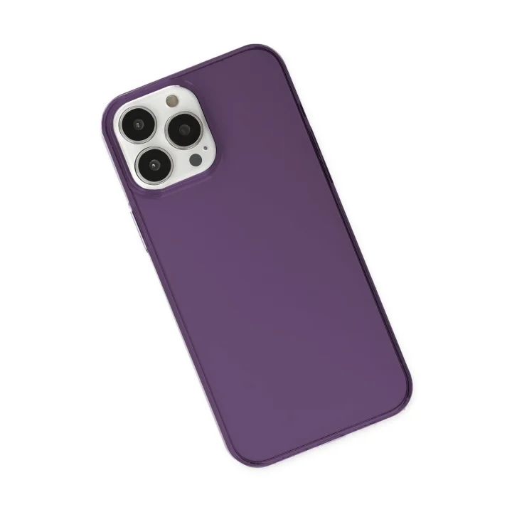 Mey İthalat®  iPhone 14 Pro Kılıf Pc Sert Şeffaf Kapak - Mor