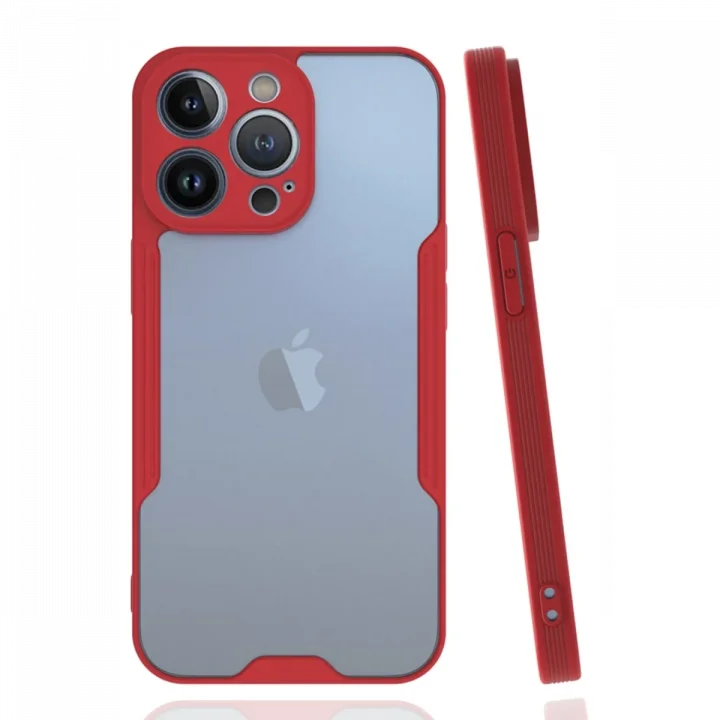 Mey İthalat®  iPhone 14 Pro Kılıf Platin Silikon - Kırmızı