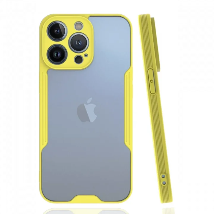 Mey İthalat®  iPhone 14 Pro Kılıf Platin Silikon - Sarı