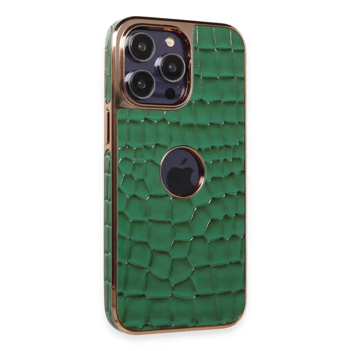 Mey İthalat®  iPhone 14 Pro Kılıf Snake Kapak - Koyu Yeşil