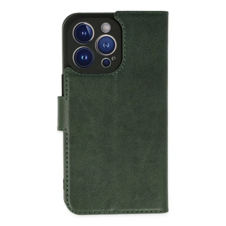 Mey İthalat®  iPhone 14 Pro Kılıf Trend S Plus Kapaklı Kılıf - Yeşil