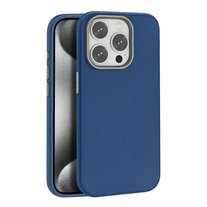 Mey İthalat®  iPhone 14 Pro Kılıf Wonder Deri Magsafe Kapak - Lacivert