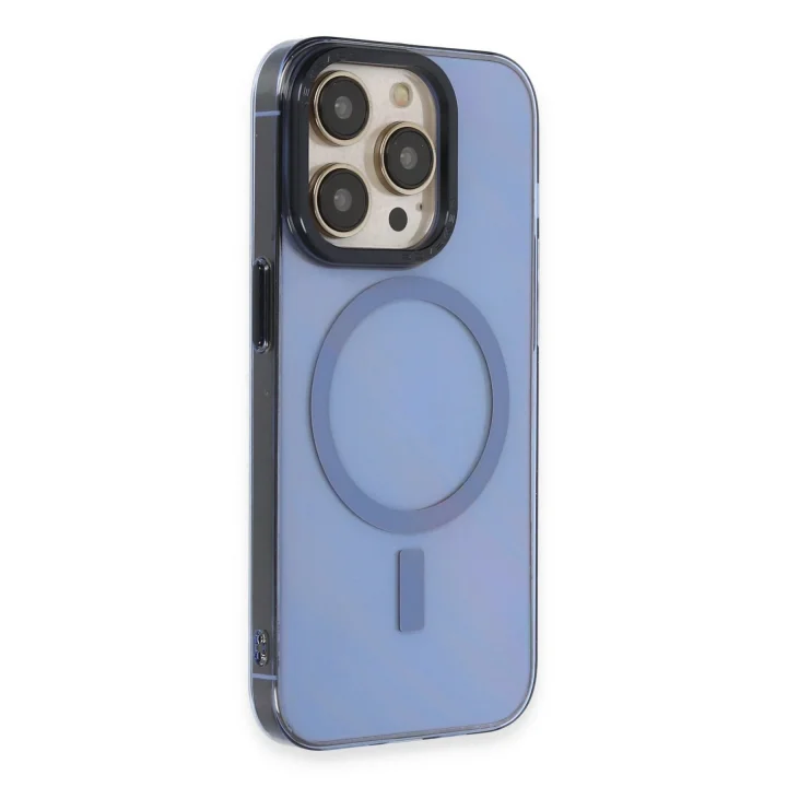Mey İthalat®   iPhone 14 Pro Max Kılıf Anka PC Magneticsafe Sert Metal Kapak - Sierra Blue
