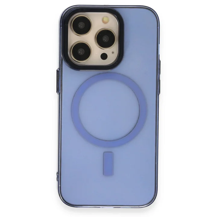 Mey İthalat®   iPhone 14 Pro Max Kılıf Anka PC Magneticsafe Sert Metal Kapak - Sierra Blue