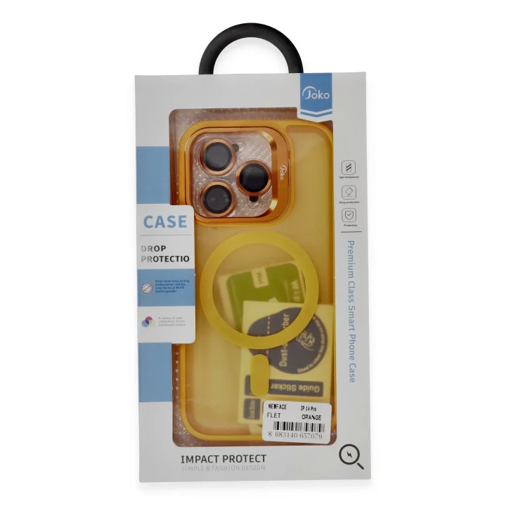 Mey İthalat®  iPhone 14 Pro Max Kılıf Flet Lens Magsafe Kapak - Turuncu