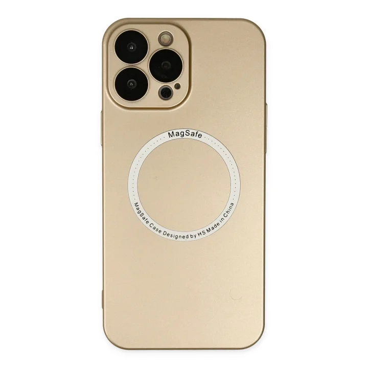 Mey İthalat®  iPhone 14 Pro Max Kılıf Jack Magneticsafe Lens Silikon - Gold