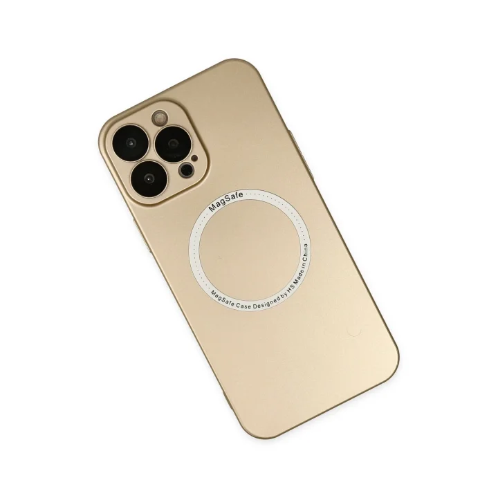 Mey İthalat®  iPhone 14 Pro Max Kılıf Jack Magneticsafe Lens Silikon - Gold