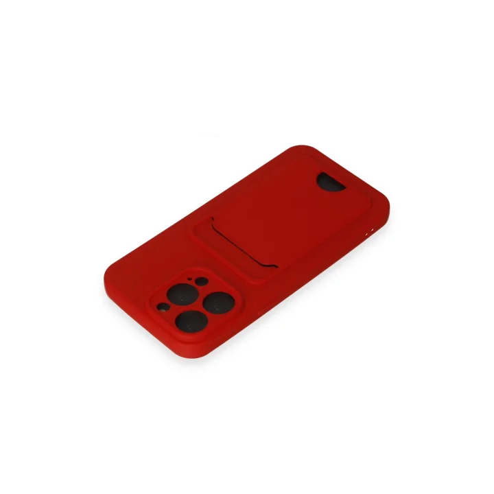 Mey İthalat®  iPhone 14 Pro Max Kılıf Kelvin Kartvizitli Silikon - Kırmızı