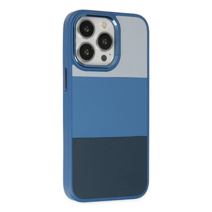 Mey İthalat®  iPhone 14 Pro Max Kılıf King Kapak - Açık Mavi-Lacivert