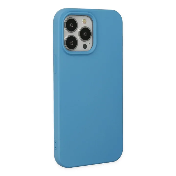 Mey İthalat®  iPhone 14 Pro Max Kılıf Nano içi Kadife Silikon - Mavi