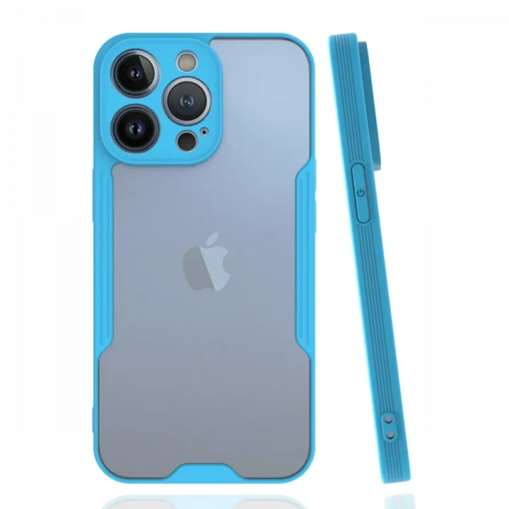 Mey İthalat®  iPhone 14 Pro Max Kılıf Platin Silikon - Mavi