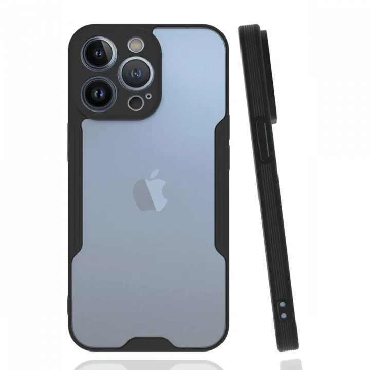 Mey İthalat®  iPhone 14 Pro Max Kılıf Platin Silikon - Siyah