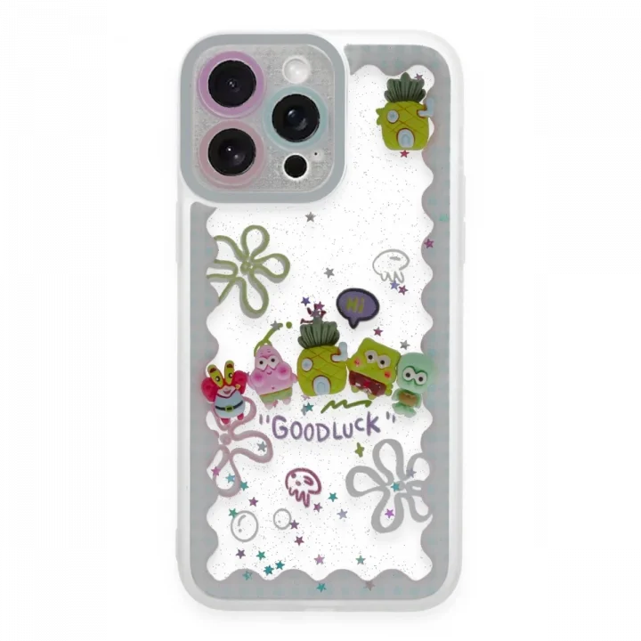Mey İthalat®   iPhone 14 Pro Max Kılıf Sweet Desenli Silikon Kapak - Açık Mavi