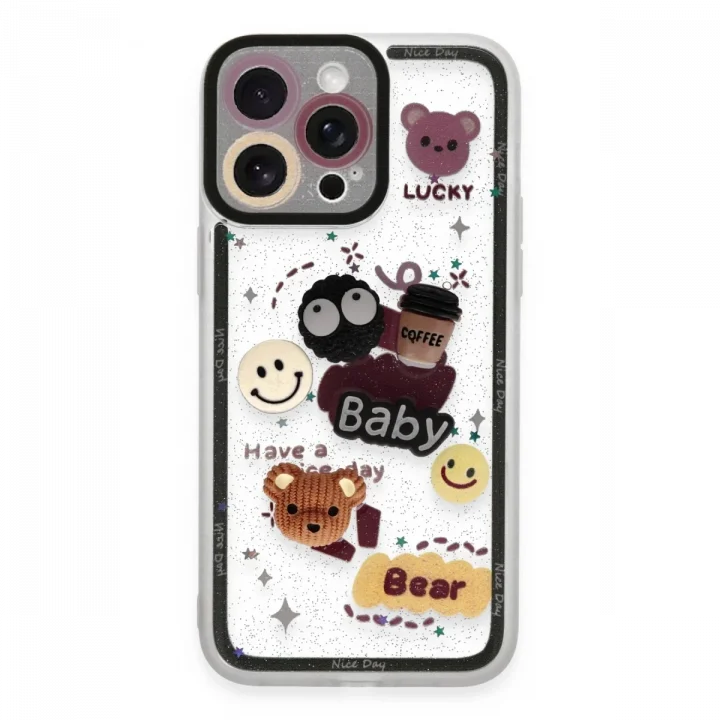 Mey İthalat®   iPhone 14 Pro Max Kılıf Sweet Desenli Silikon Kapak - Sarı
