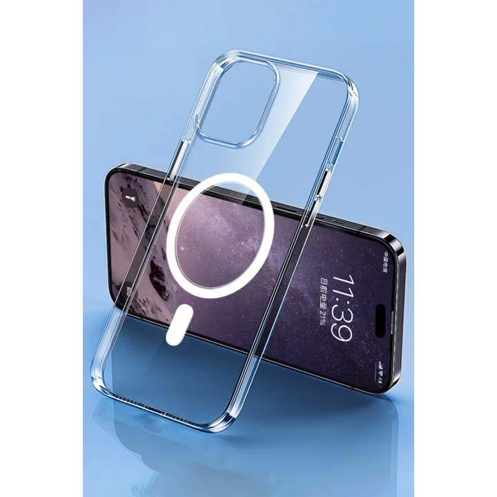 Mey İthalat®  iPhone 14 Pro Max Kılıf Tron Şeffaf Magsafe Kapak - Şeffaf