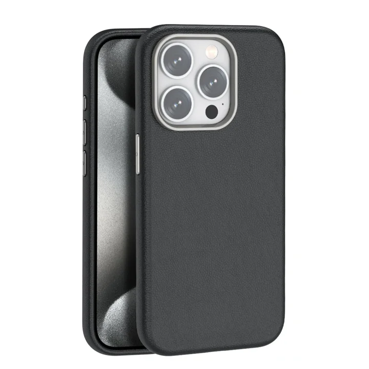Mey İthalat®  iPhone 14 Pro Max Kılıf Wonder Deri Magsafe Kapak - Siyah