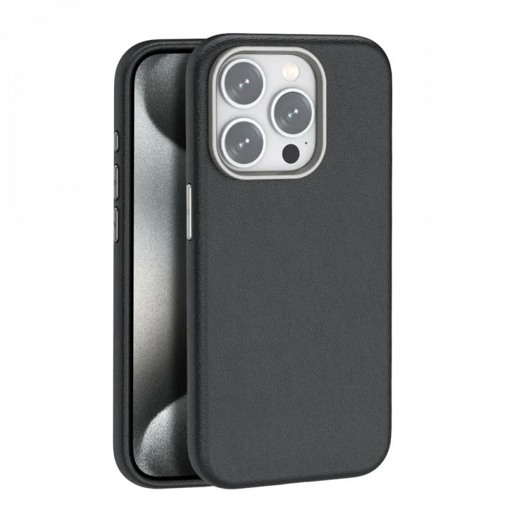 Mey İthalat®  iPhone 14 Pro Max Kılıf Wonder Deri Magsafe Kapak - Siyah