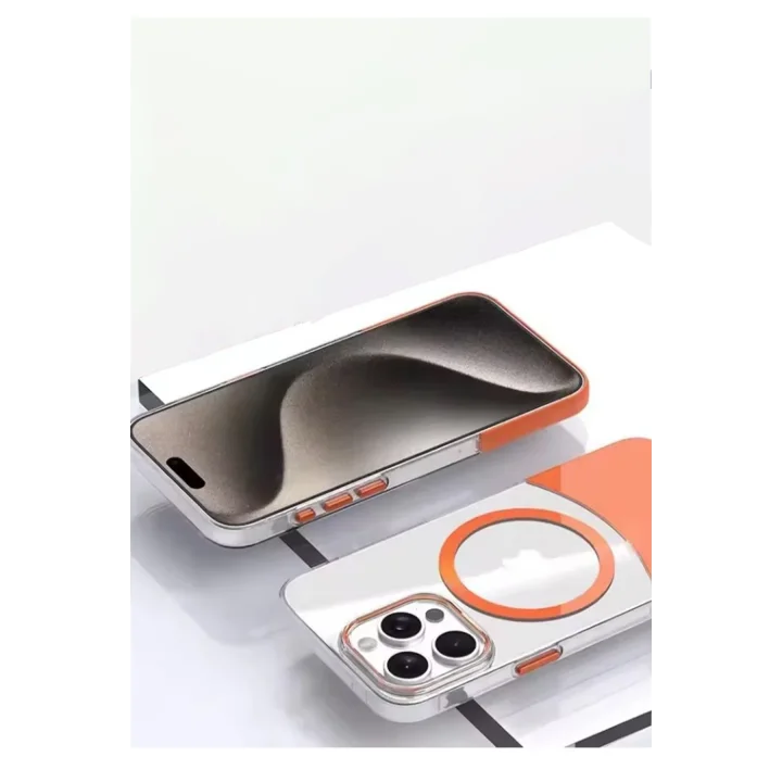 Mey İthalat®  iPhone 14 Pro Max PC Suit Magsafe Kapak - Turuncu